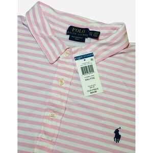 Polo Ralph Lauren Mens XXL Pink Striped Featherweight Mesh Polo Shirt NEW S/S